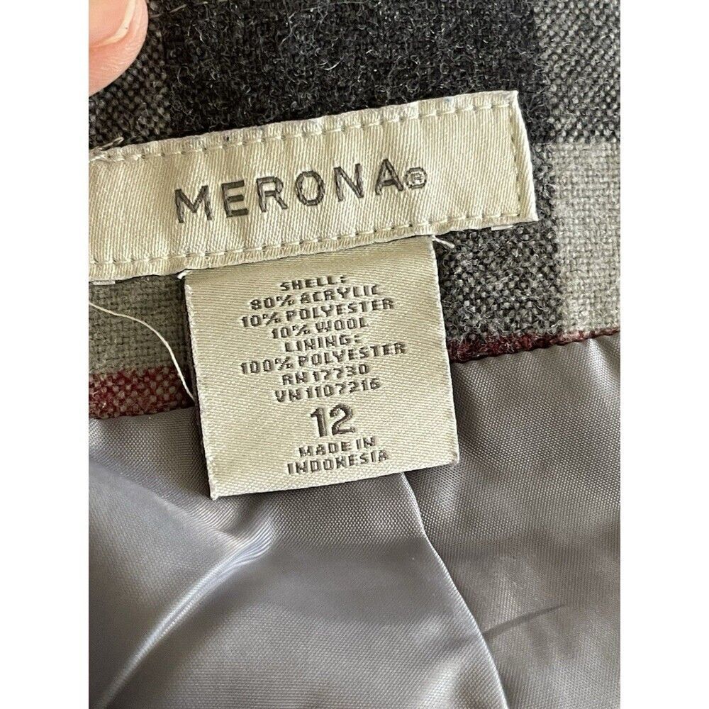 Merona Womens Plaid Tartan Mini Skirt Preppy Wool Blend Work Career Office Sz 12 - Picture 9 of 12